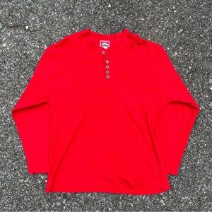 Vintage Marlboro Unlimited Mens XL Red Ribbed Henley Long Sleeve Shirt